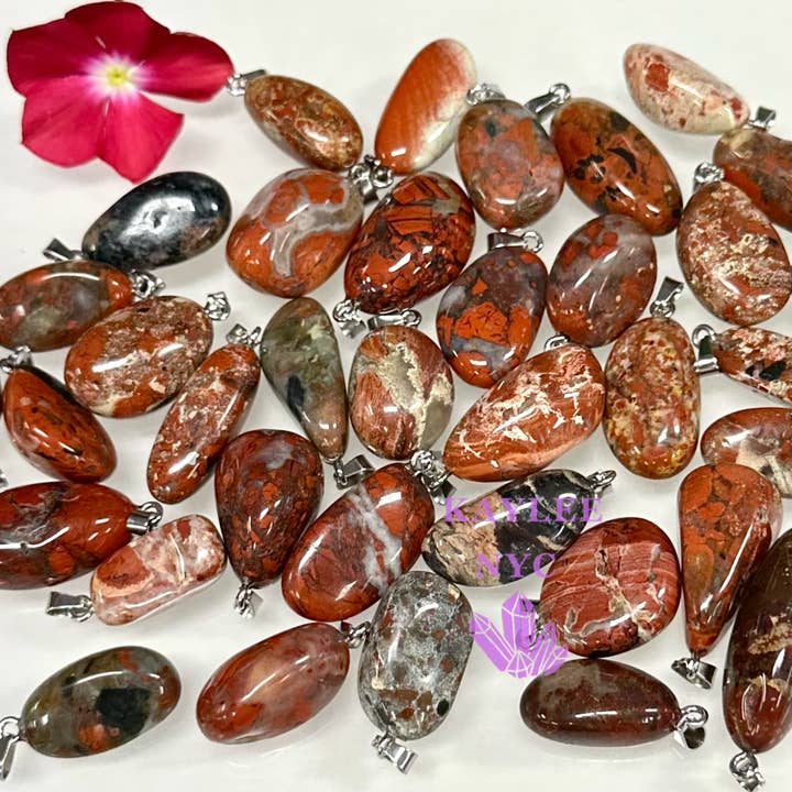 KayleeNYC - Wholesale Individual charm/pendant - Natural Red Jasper Crystal Pendant1