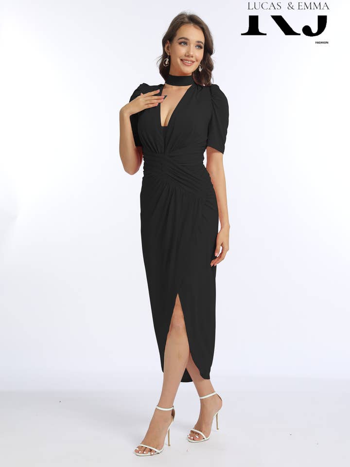 Lucas & Emma - Sarl RJ & co - Vente Robe de soirée – femme - Robe de soirée élégante col choker cérémonie 252253
