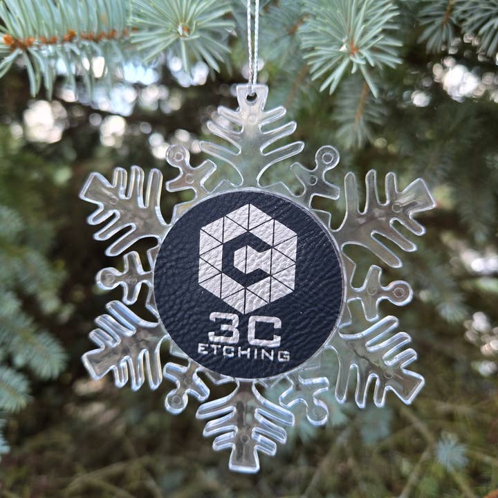 Custom Business Logo Ornament - Engraved Snowflake for wholesale by 3C Etching