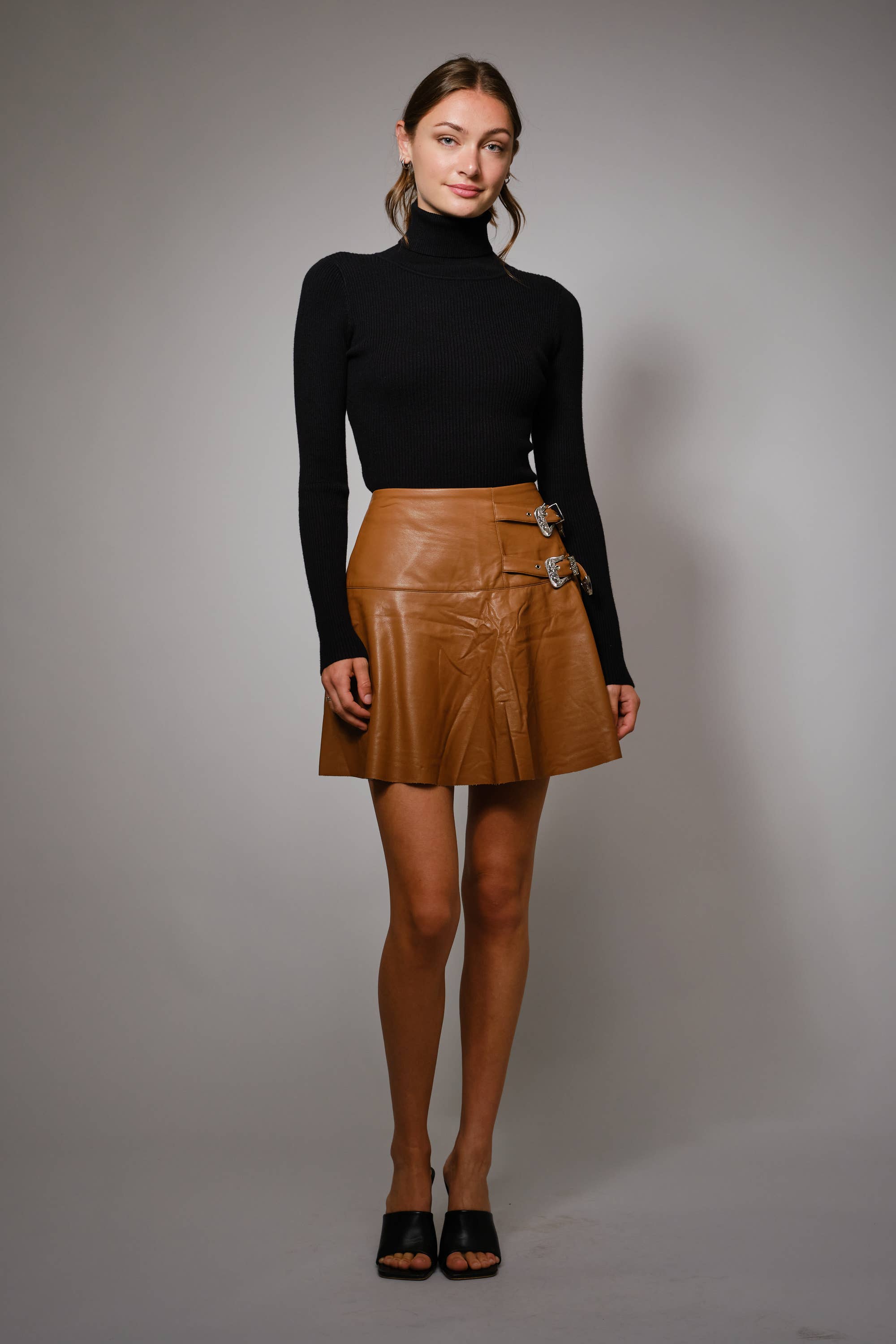 Blue B - Wholesale Skirt - Women's - 99581S - Western Buckle Faux Leather Skort7