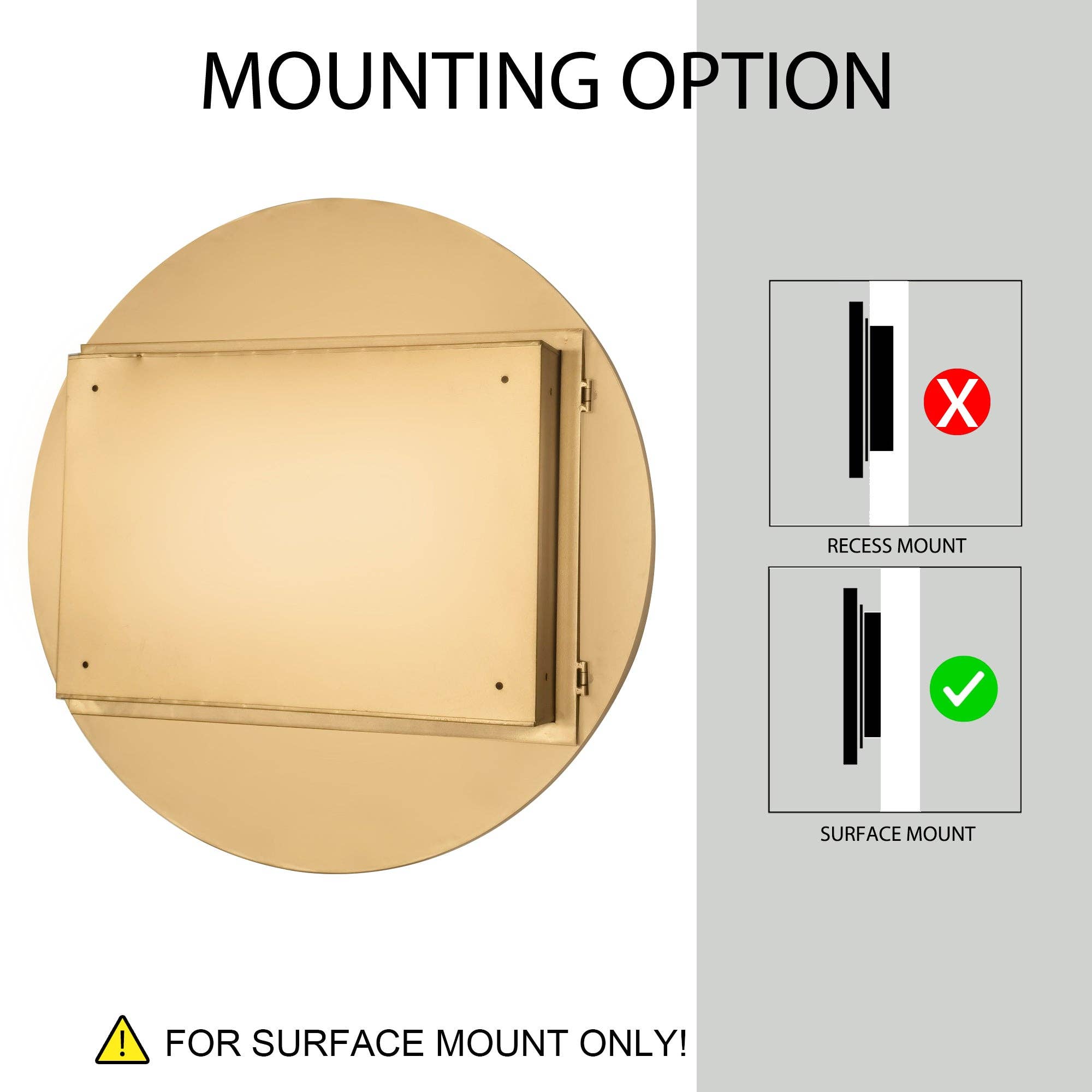 39F Inc. - Wholesale Wall Mirror - 31.5" Matte Gold Round Metal Medicine Cabinet - Mirror12