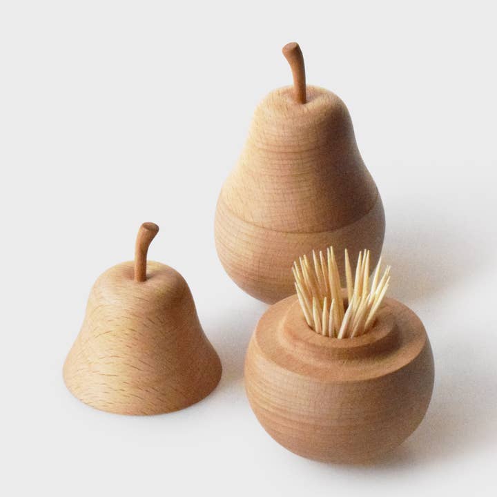 Porte-cure-dents en forme de poire — Fabriqué à la main/boîte de rangement naturelle pour la vente par Senser Woodcraft