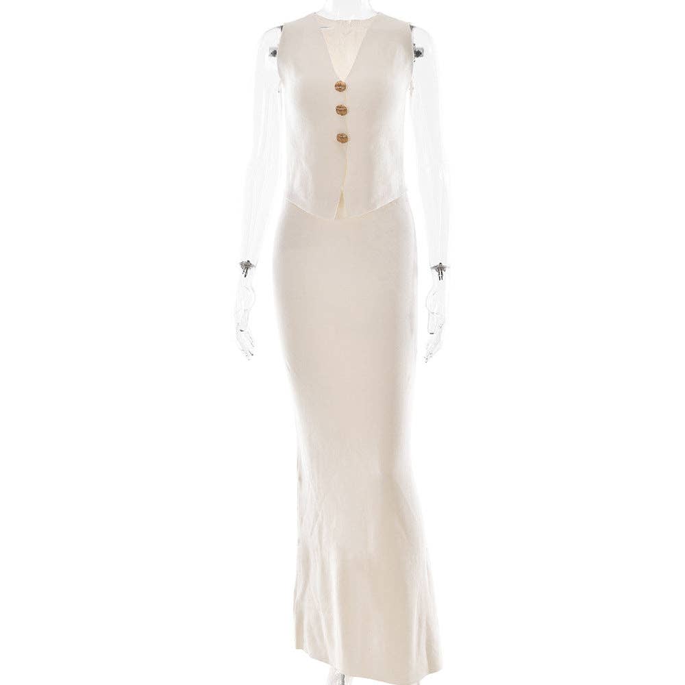 Marayn - Wholesale Top & Skirt Set - Women's - European Chic Knit Vest  Skirt Set3