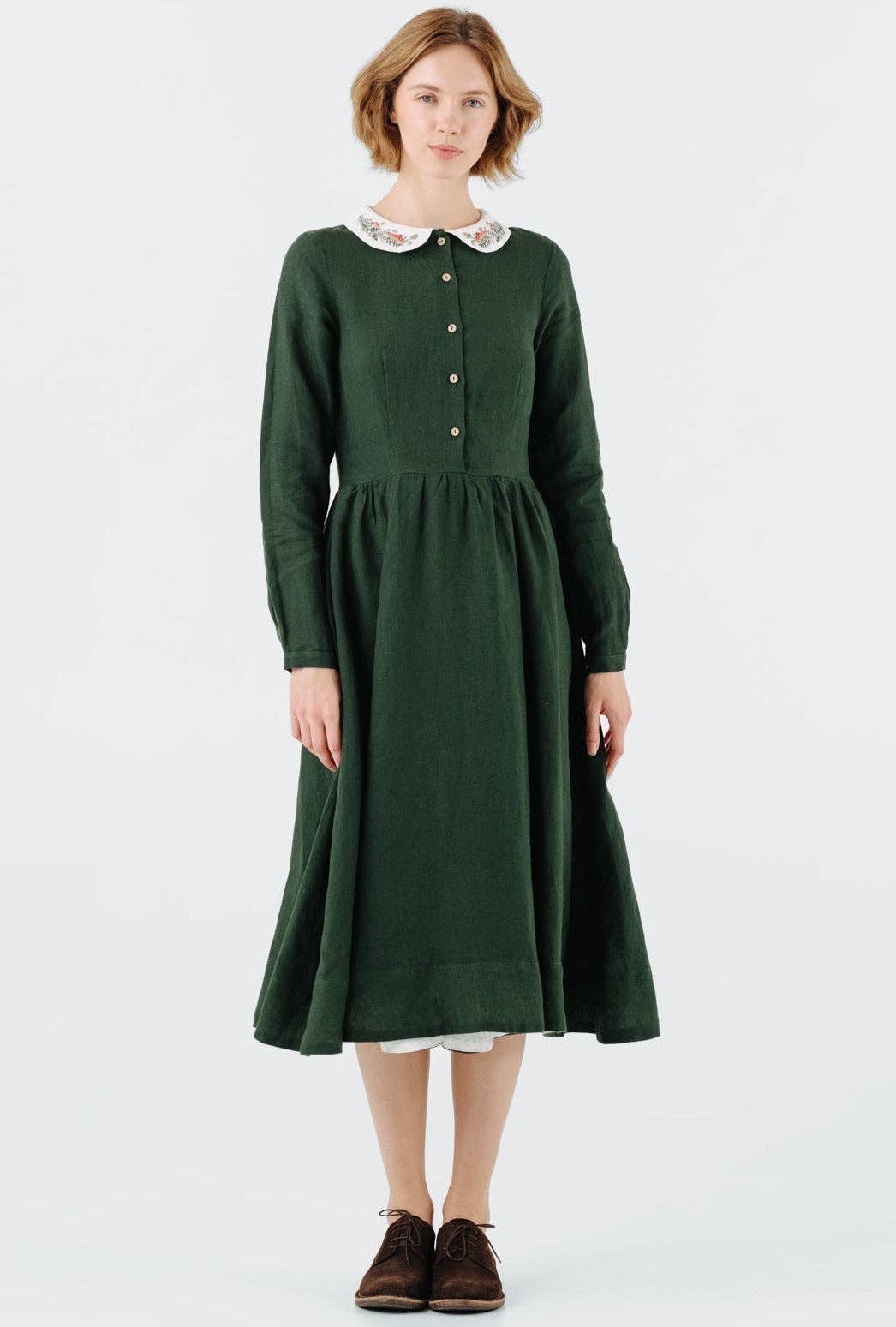 Son de Flor - Wholesale Dress - Women's - Classic Dress with Embroidered Wildwood Collar, Long Sleeve4