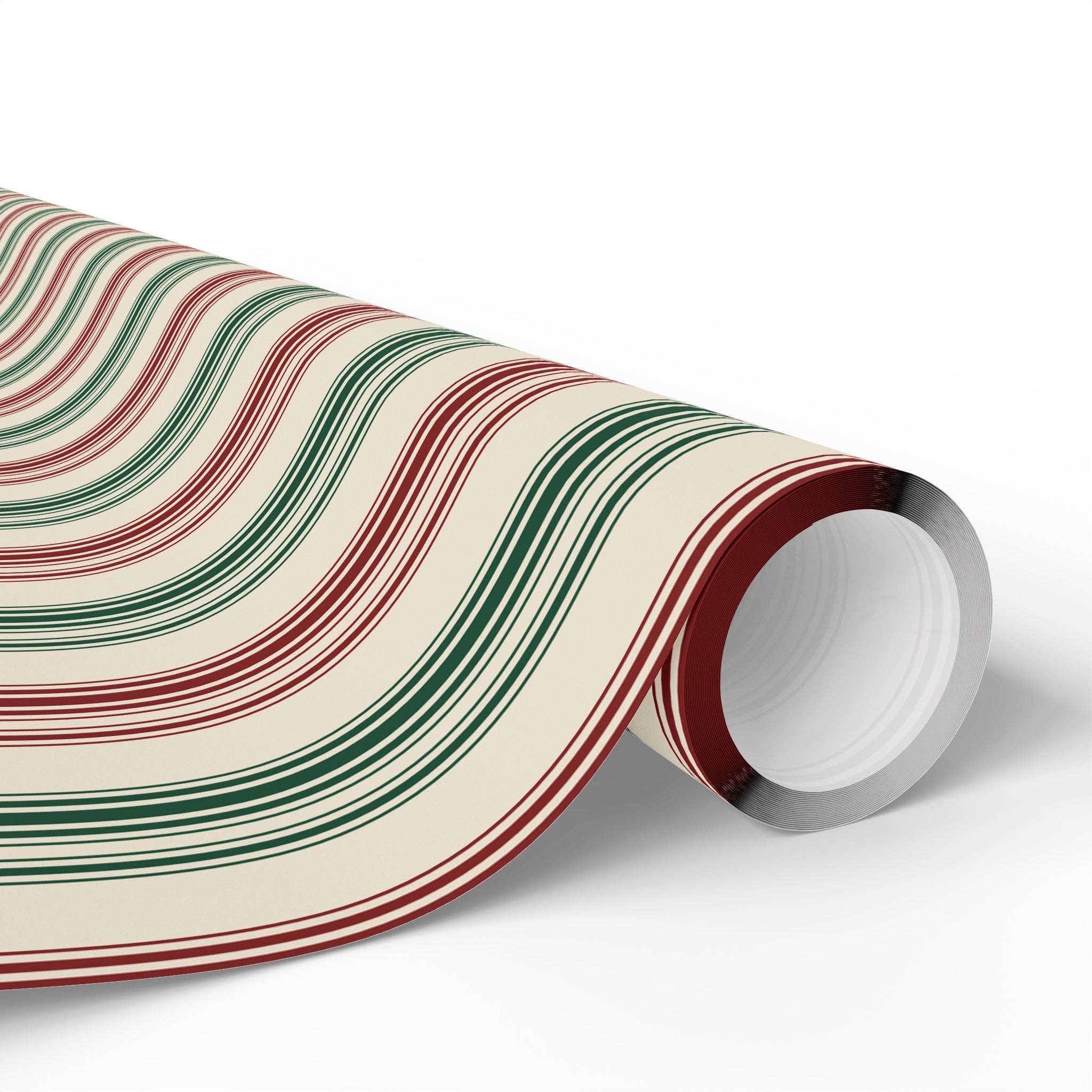 Lokipawz - Wholesale Wrapping Paper Roll - Festive Red & Green Striped Wrapping Paper5
