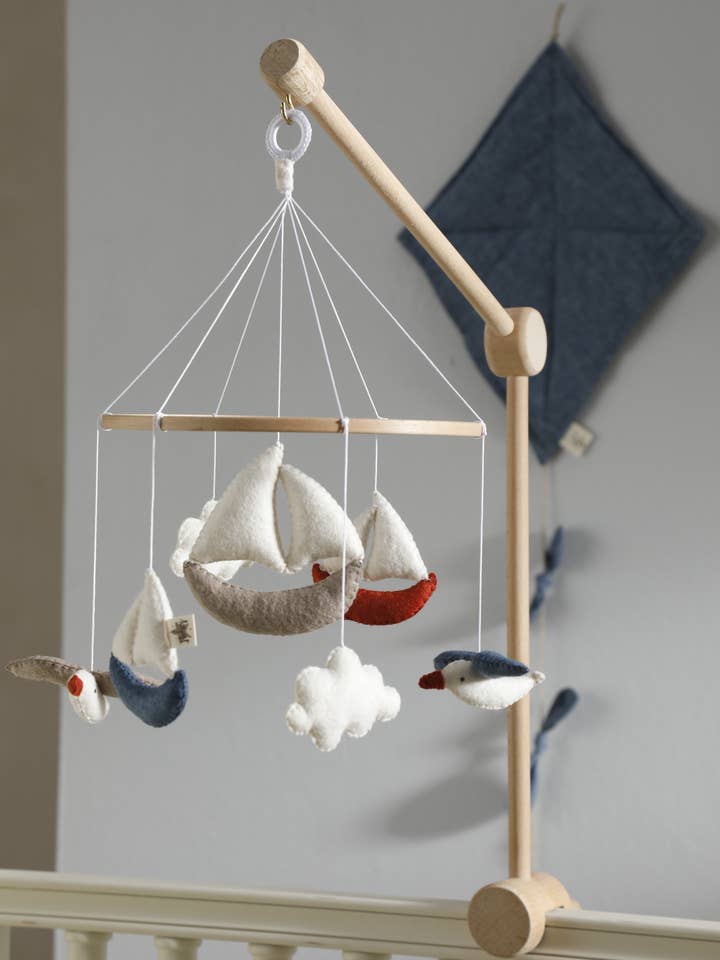 MARINA baby mobile, coast, seagull, sea, boat, handmade for wholesale by 2 Stories