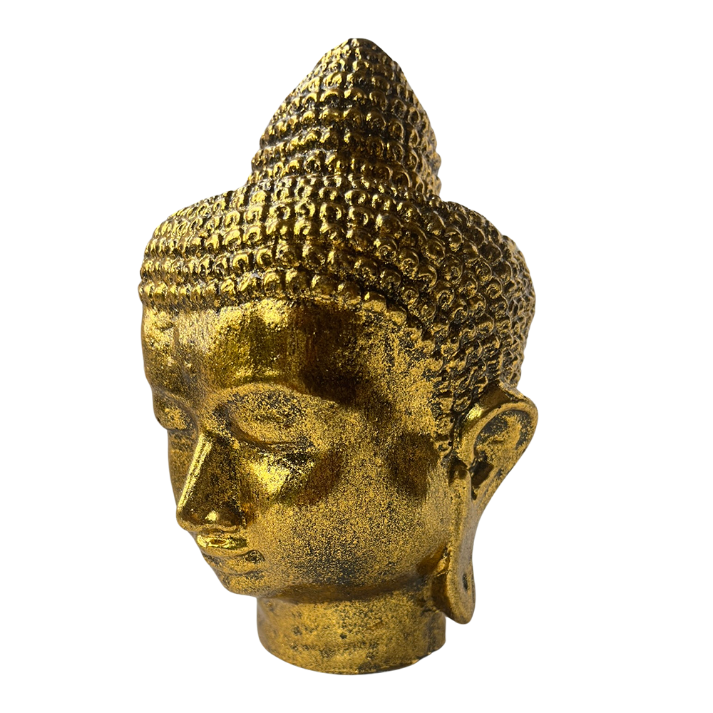 VIE - Venta al por mayor Figura decorativa - Cabeza de Buda dorada, 18 x 12 x 8 cm4