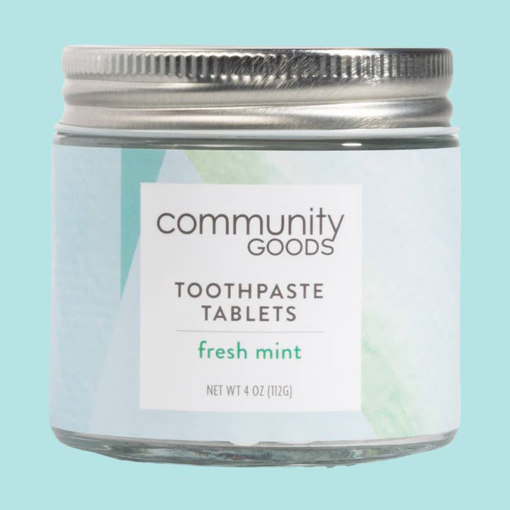 Community Goods - Wholesale Toothpaste - Glass Jar - Whitening Mint Toothpaste Tablet: Vegan, Natural