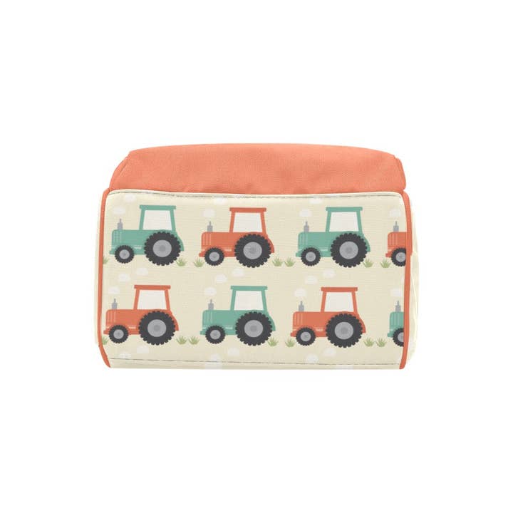 TJtoddles.com - Wholesale Diaper Bag - Baby - Designer Baby Bag Backpack - Tractors And Farm In Orange Ton4