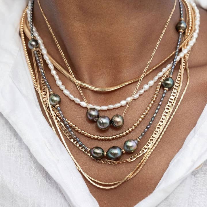 Ke Aloha Jewelry - Wholesale Beaded/Pearl Necklace - Triple Floating Tahitian Pearl Necklace - Mililani