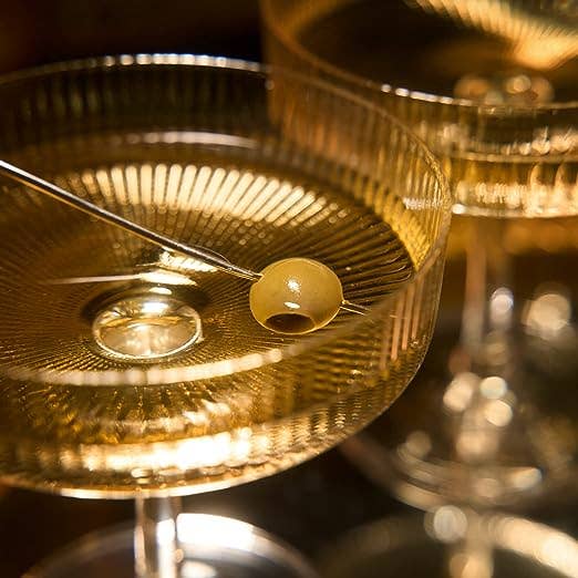 The Wine Savant / Khen Glassware - Wholesale Cocktail/Liquor Glass - Coupe Glasses Ribbed Coupe Cocktail Glasses 7 oz | Set of 4