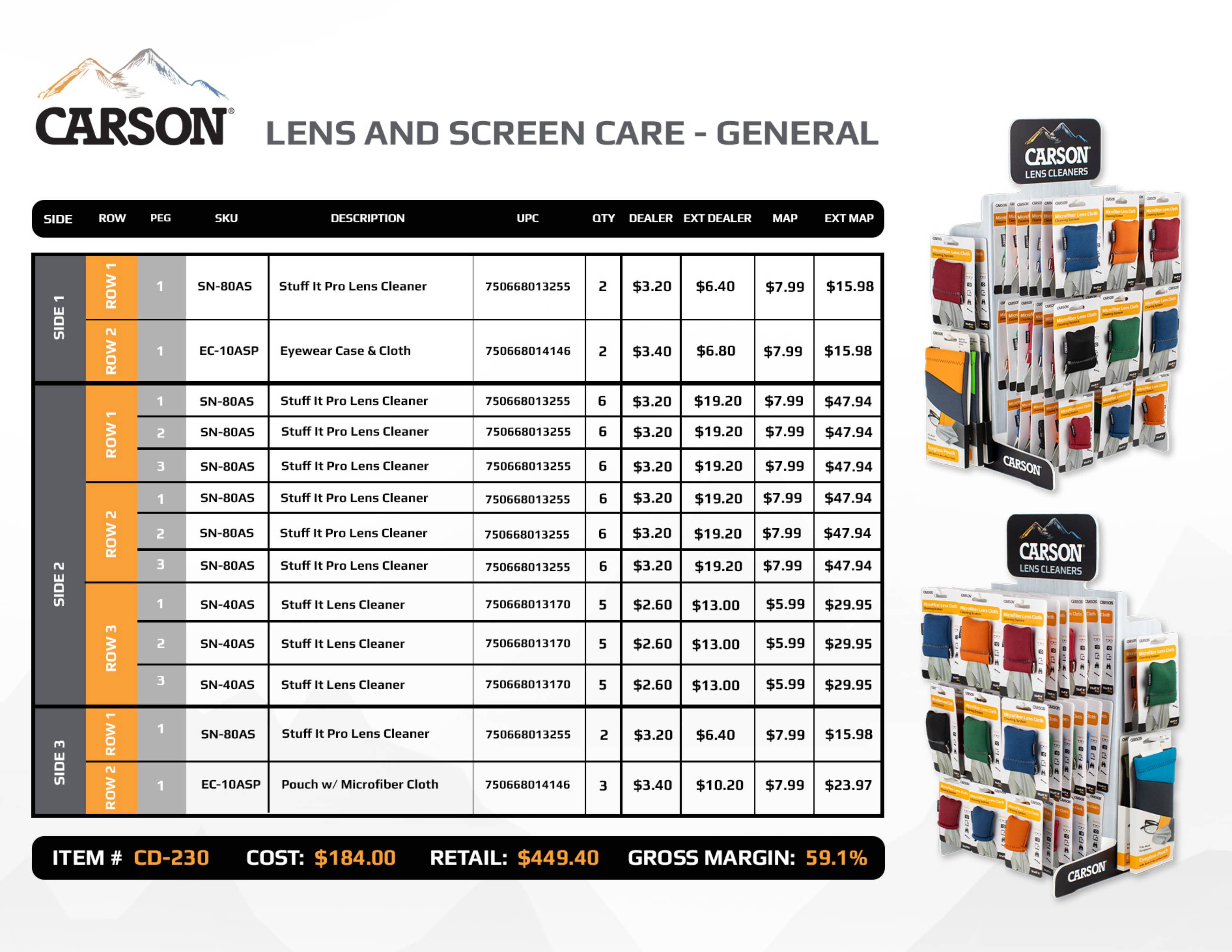 Carson - Wholesale Retailer Display - Accessories - Lens & Screen Cleaners Countertop Display (60 Assorted Pcs)6