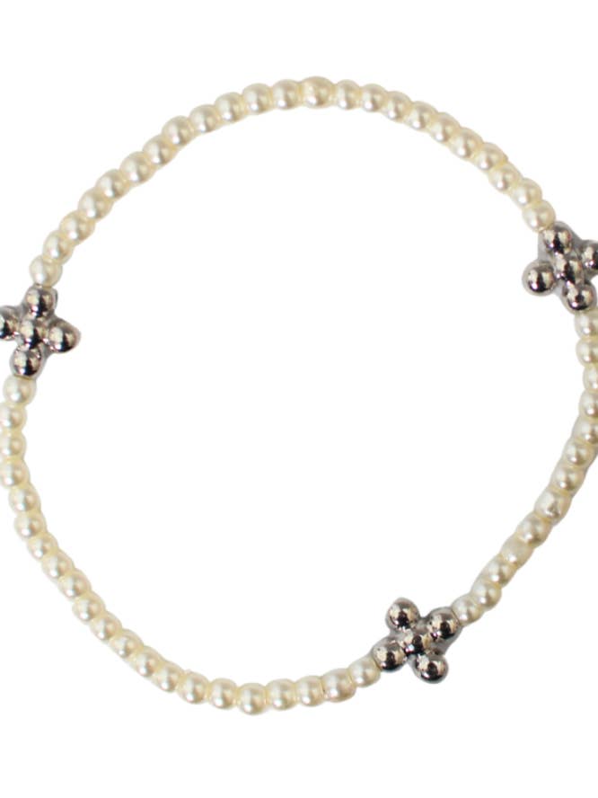 La Croix Cluster - Perle et Argent pour la vente par Coco's Beads and Co