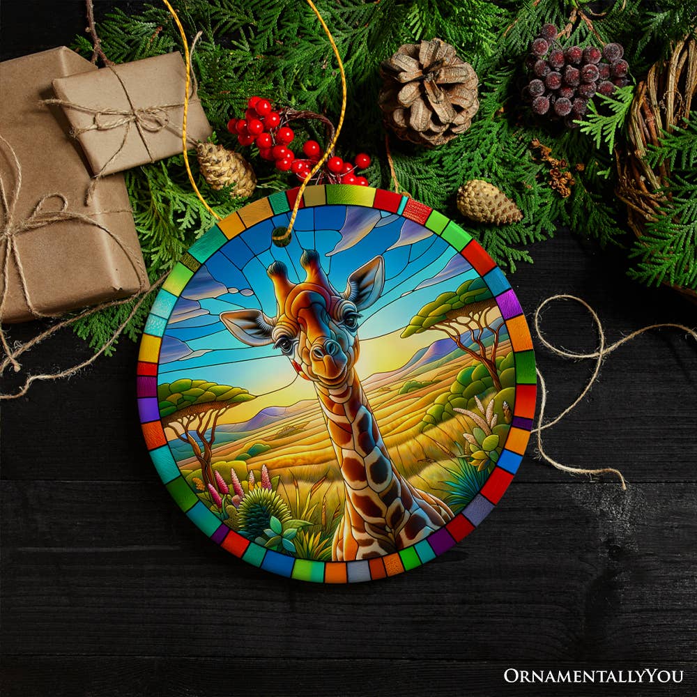 OrnamentallyYou - Wholesale Ornament - Giraffe Grace Stained Glass Style Ceramic Ornament3