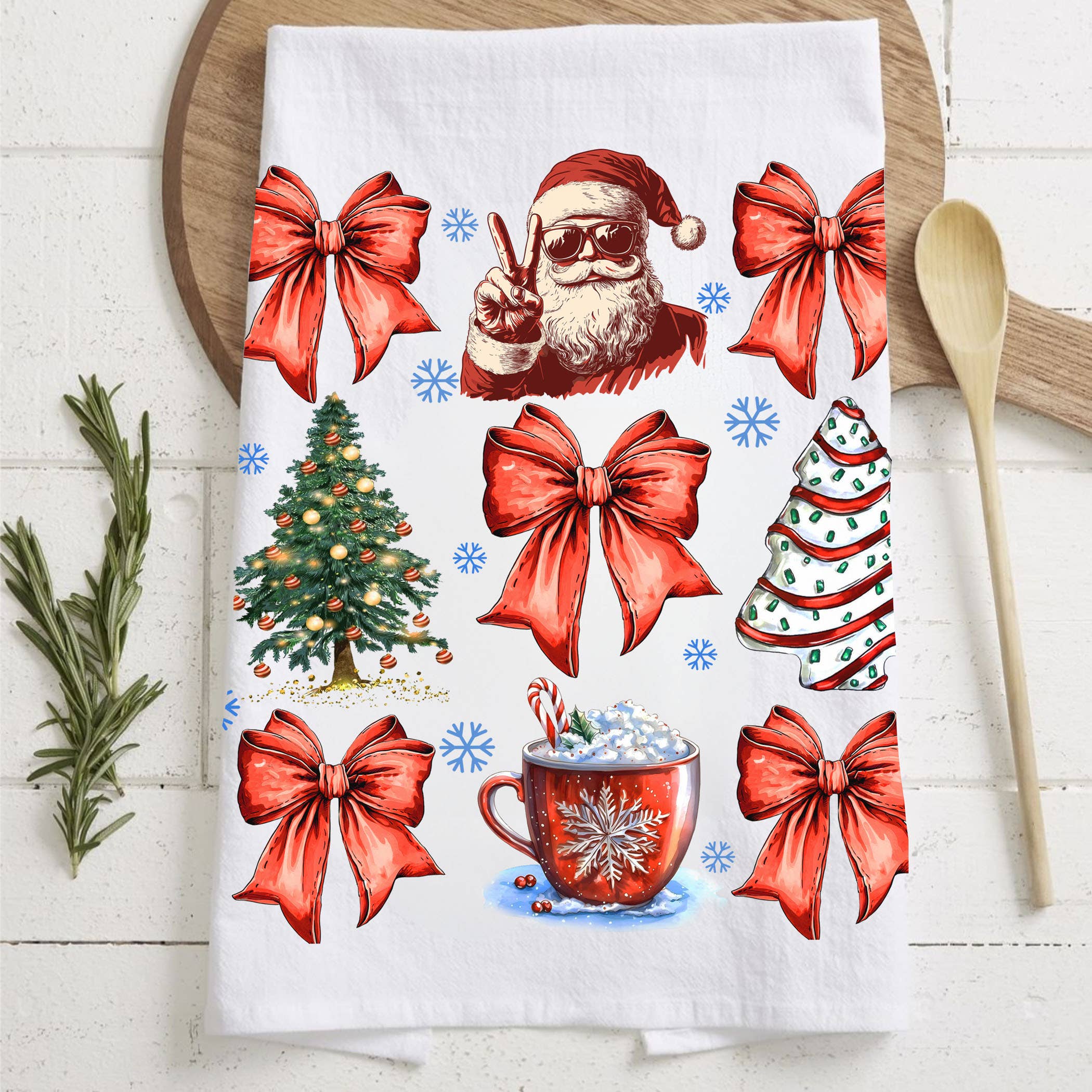 Gia Roma - Wholesale Tea Towel - Vintage Santa Holiday Kitchen Towel & Decor | Pink Christmas71