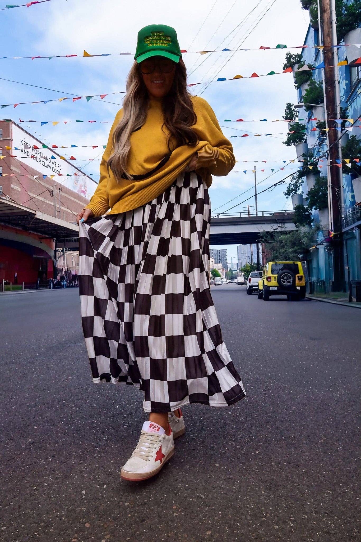 Burnt Toast - Wholesale Skirt - Women's - Victory Lap Checkered Maxi Pleated Skirt11