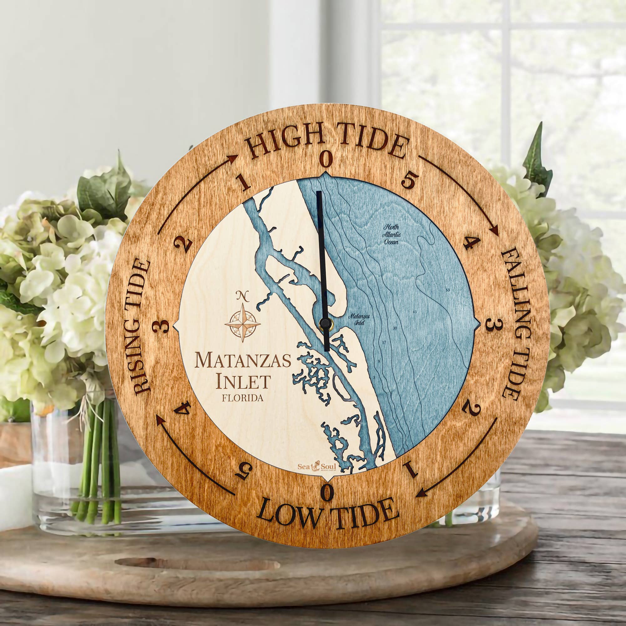 Sea & Soul Nautical Chart Art - Wholesale Wall Clock - Florida East Coast Nautical Chart Tide Clock-Many Locations127