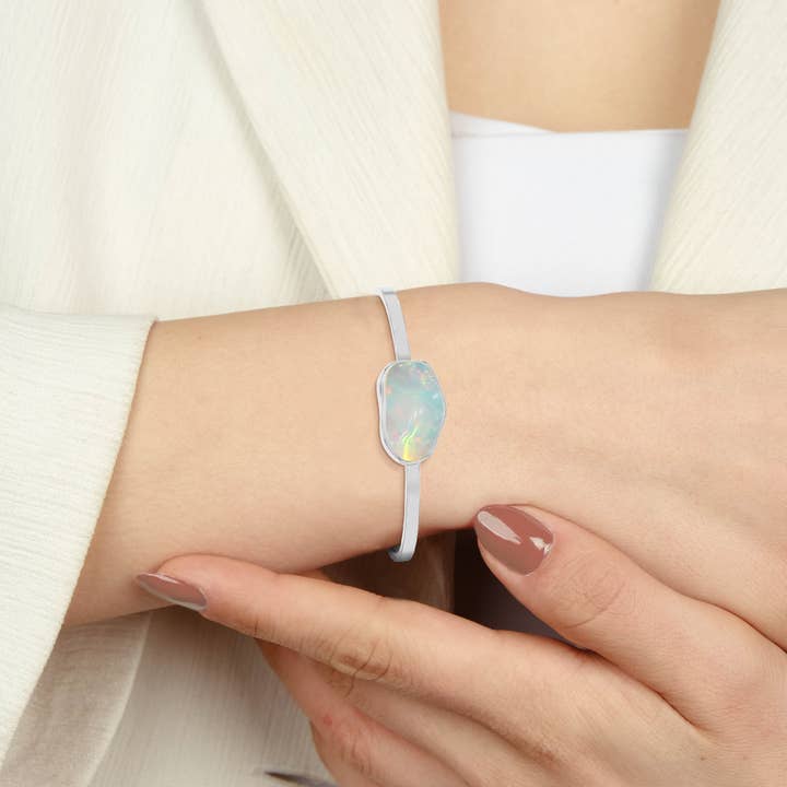 Nature Crafts - Wholesale Cuff Bracelet - Natural Ethiopian Opal Cuff Bracelet in Silver/Gold vermeil1