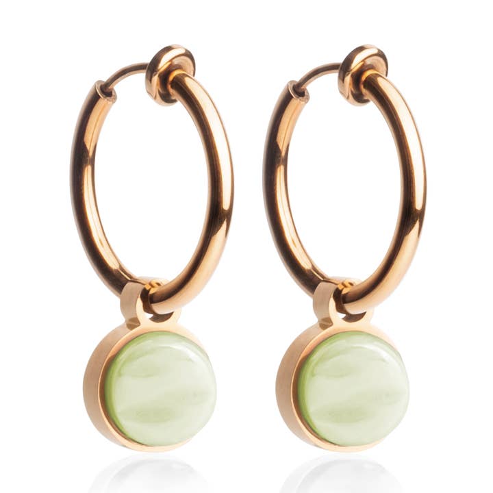 Orecchini a clip Mix & Match con pendente • rosè/verde maggio • 18 mm per la vendita all'ingrosso da parte di ALEXASCHA