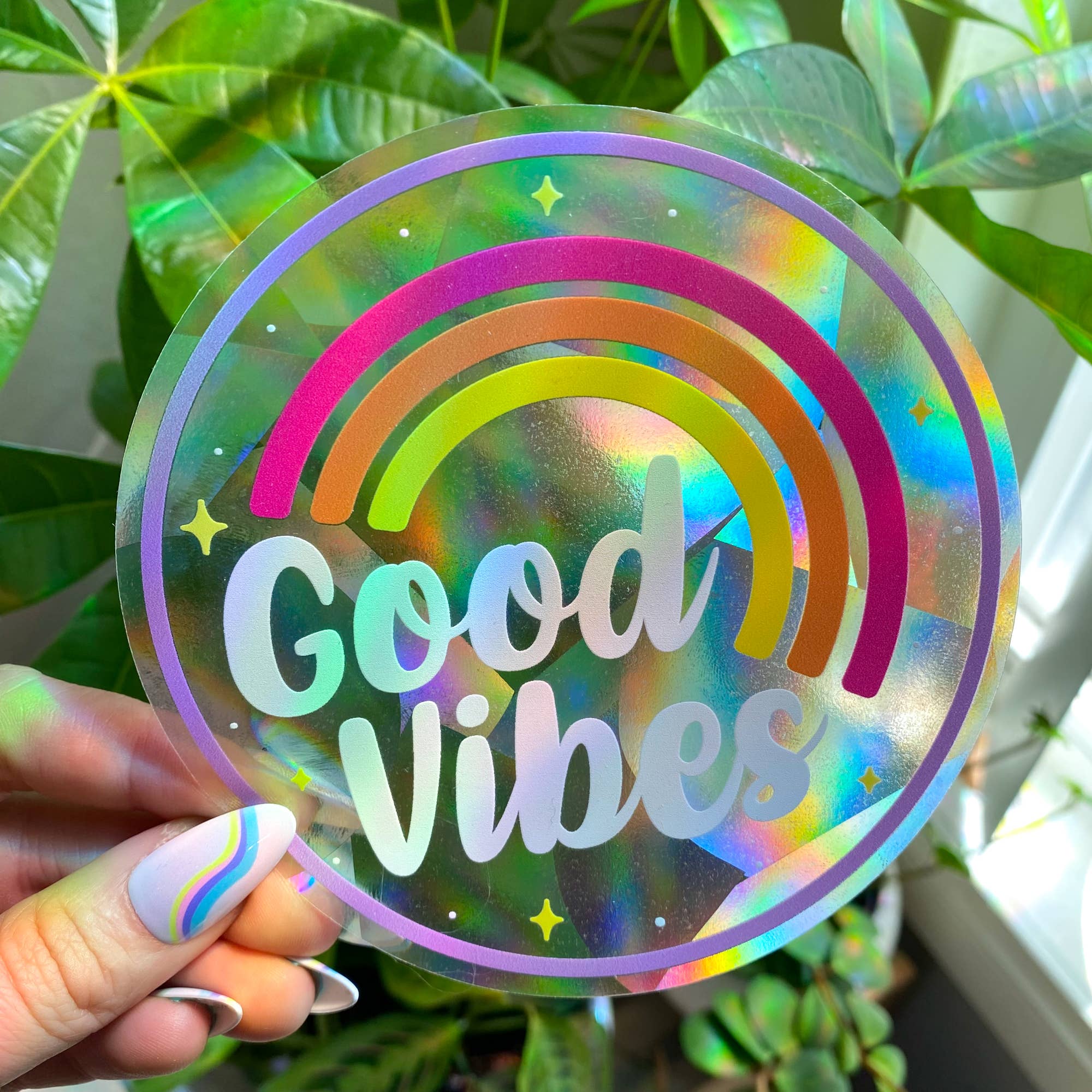 Chelzart - Wholesale Suncatcher - Good Vibes Suncatcher Decal | Rainbow Maker Accessory2