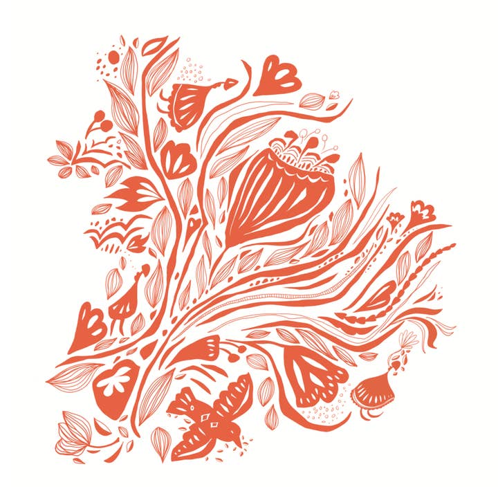 Bouquet (orange) - Illustrated Greetings Card for wholesale by Hello Magpie