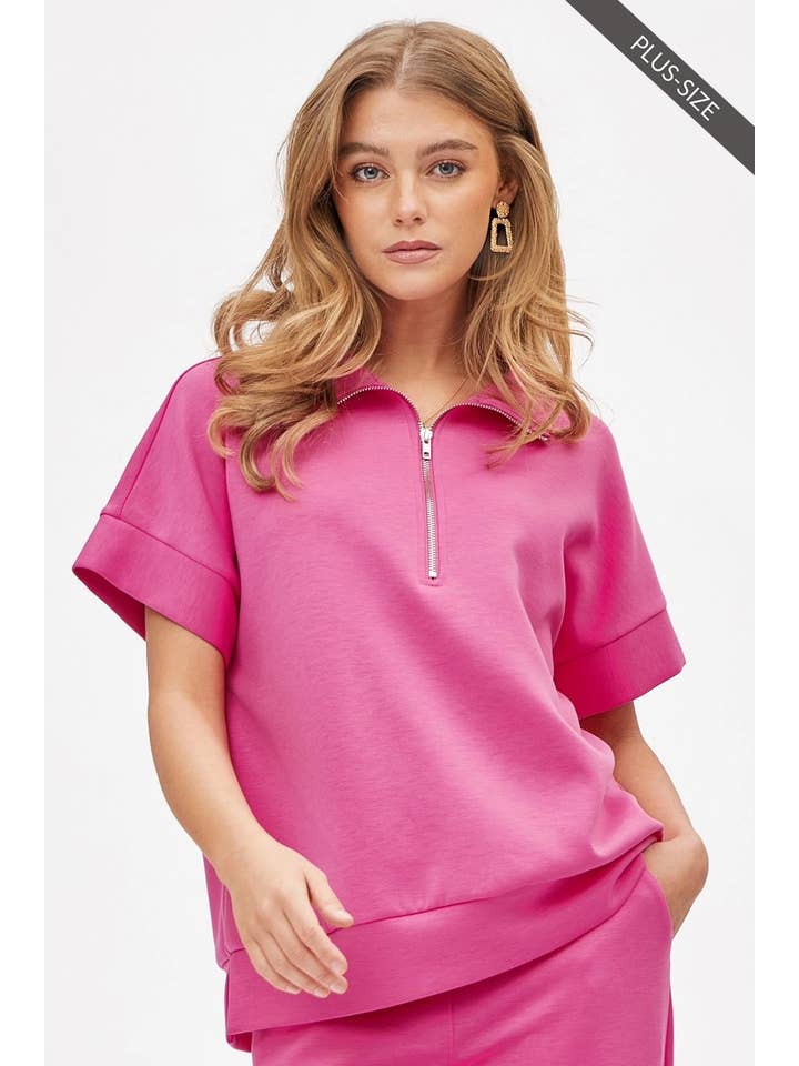 Dear Scarlett - Wholesale Top & Pant Set (NOT Loungewear) - Women's - PLUS SIZE Quarter Zip + Pants Modal Set TRVSET-CATALINAP