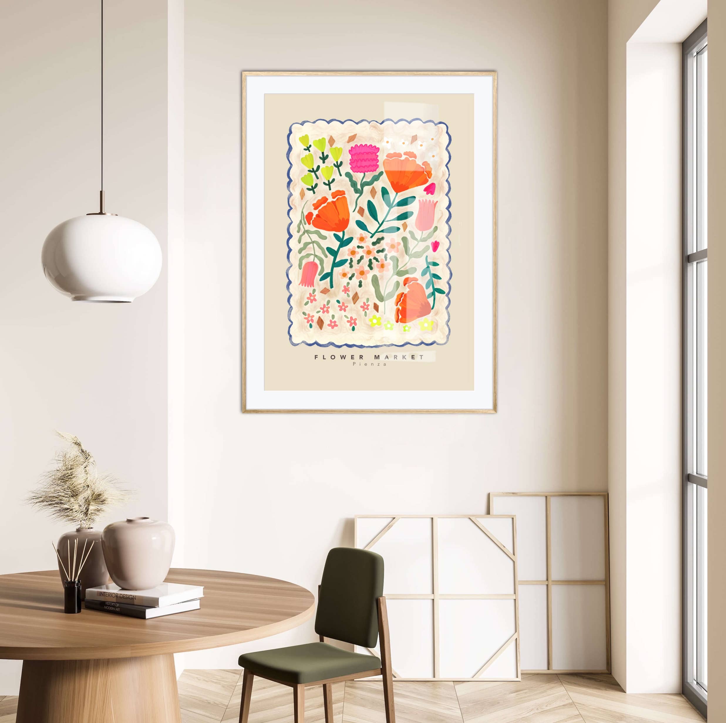 Kate Fox Design – wholesale Art print – Flower Market Pienza Print, Illustration, Modern, Colourfu1