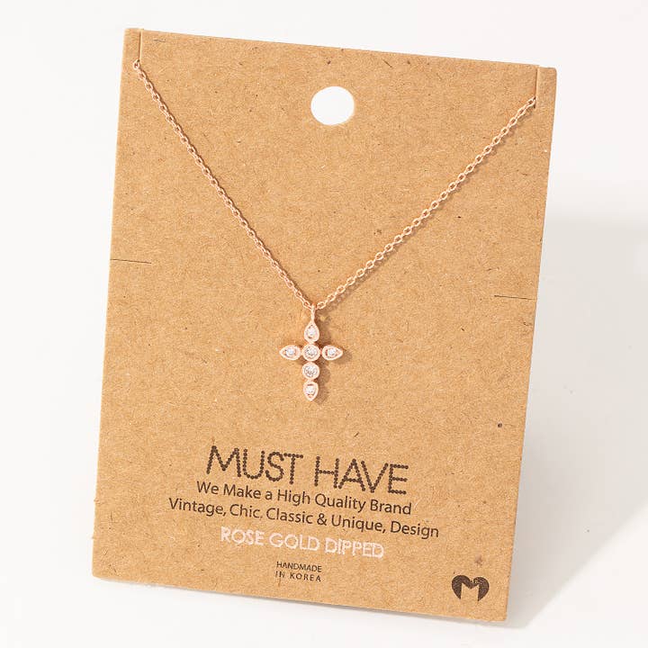 Fame Accessories - Wholesale Pendant/Charm Necklace - Rhinestone Cross Pendant Necklace