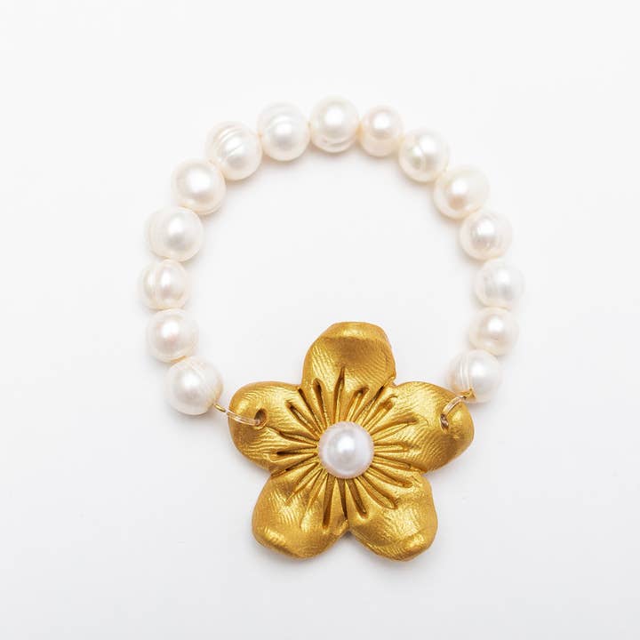 Freshwater Pearls with Gardenia Pearl Blossom Bracelet for wholesale by Hidden Truth Jewelry