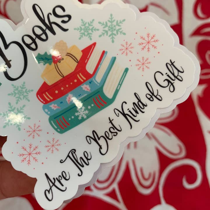 Angi Bock Robertson Art - Wholesale Sticker - Christmas Book Lover Reading Sticker 3" Vinyl3