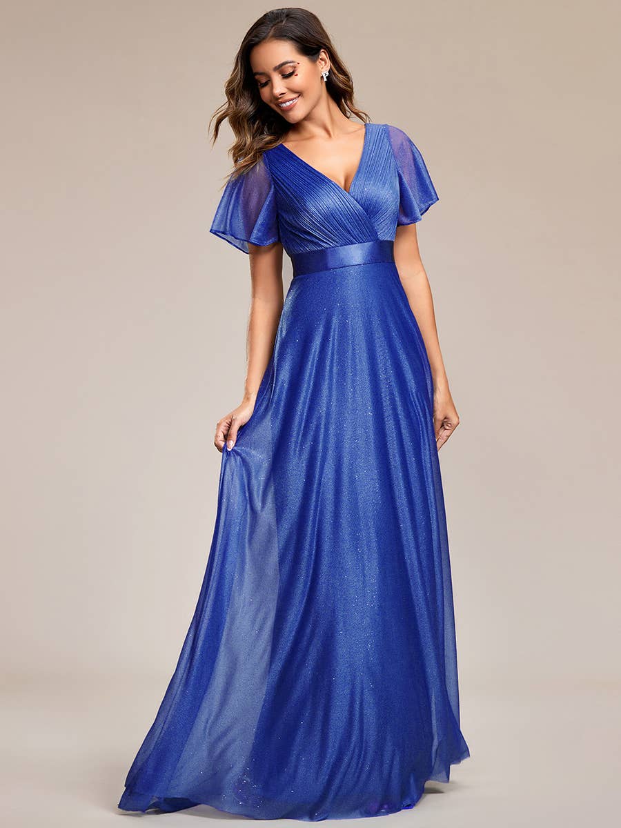 Ever-Pretty - Wholesale Gown - Women's - Deep V Neck Ruffles Sleeve A Line Evening Dress19