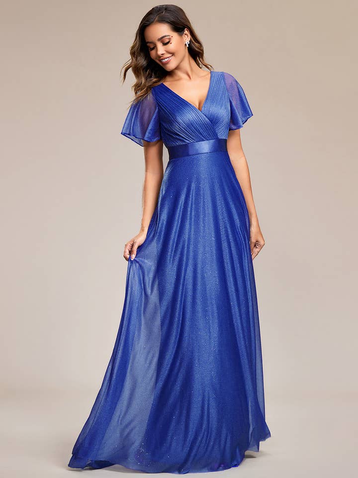 Ever-Pretty - Wholesale Gown - Women's - Deep V Neck Ruffles Sleeve A Line Evening Dress19