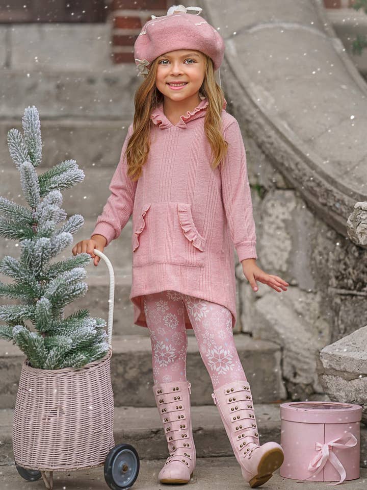 Totally Cool Pink Pullover Hoodie & Snowflake Legging Set for wholesale by Mia Belle Girls • Wholesale