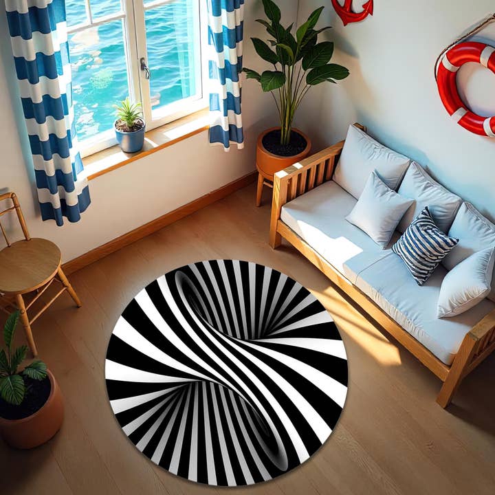Tapete de Ilusão Ótica 3D, Tapete Geométrico Moderno Antiderrapante por atacado de Rugendary Trade LLC