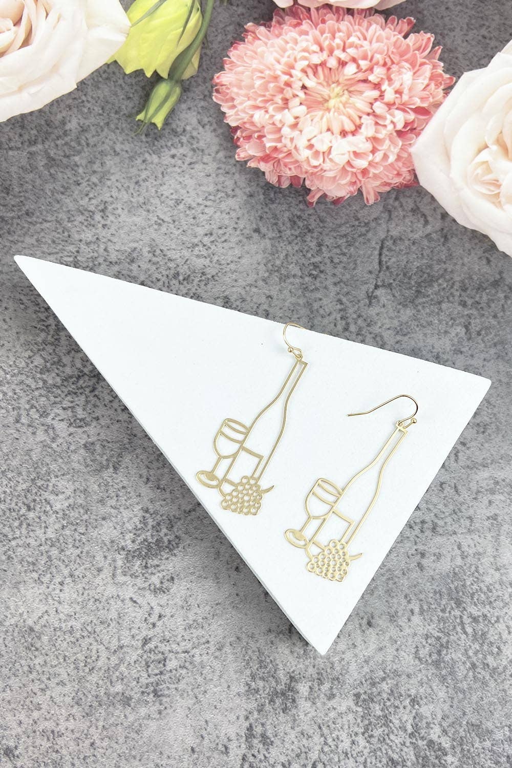 JHP Collection - Wholesale Dangle Earrings - FILLIGREE WINE BOTTLE AND WINE GLASS SHAPE HOOK EARRINGS5