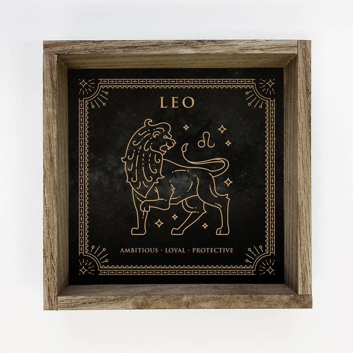 Hangout Home - Wholesale Sign - Leo Zodiac Horoscope Sign Canvas and Wood Wall Art