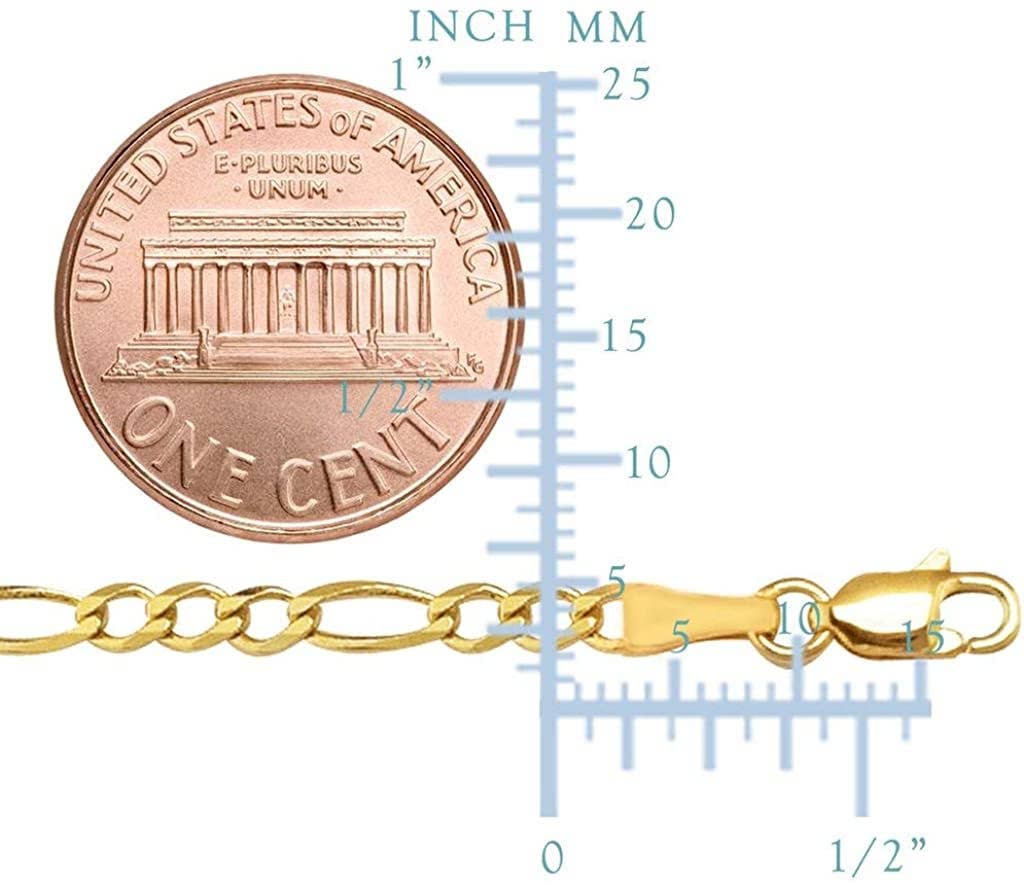 The Diamond Deal - Vendita all'ingrosso Collane a catena e maglie - Collana a catena Figaro da uomo classica alternativa da 2,6 mm in oro giallo massiccio 10k o braccialetto/cavigliera per ciondoli e ciondoli con chiusura a moschettone (7 «, 16", 18", 20" o 24 pollici)2