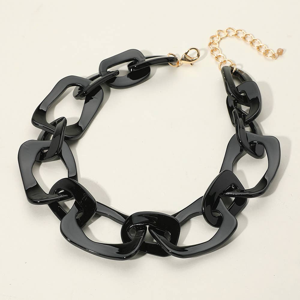 Sensibling Corp. - Vente Collier maille et chaîne - Collier à maillons abstraits épais en acétate de celluloïd5