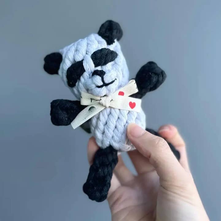 Hello Panda Pet Rope Toy | Dog and Cat Rope Toys for wholesale by Monli Handcrafted Pet Toys