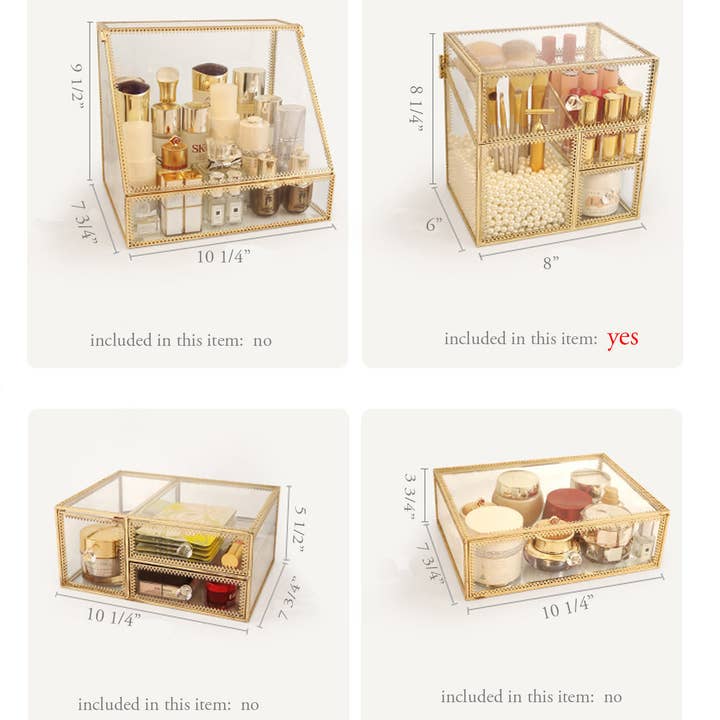 ES Essentials - Wholesale Makeup Storage Box - Elegant Glass Cosmetics Brush Holder Lipstick Holder