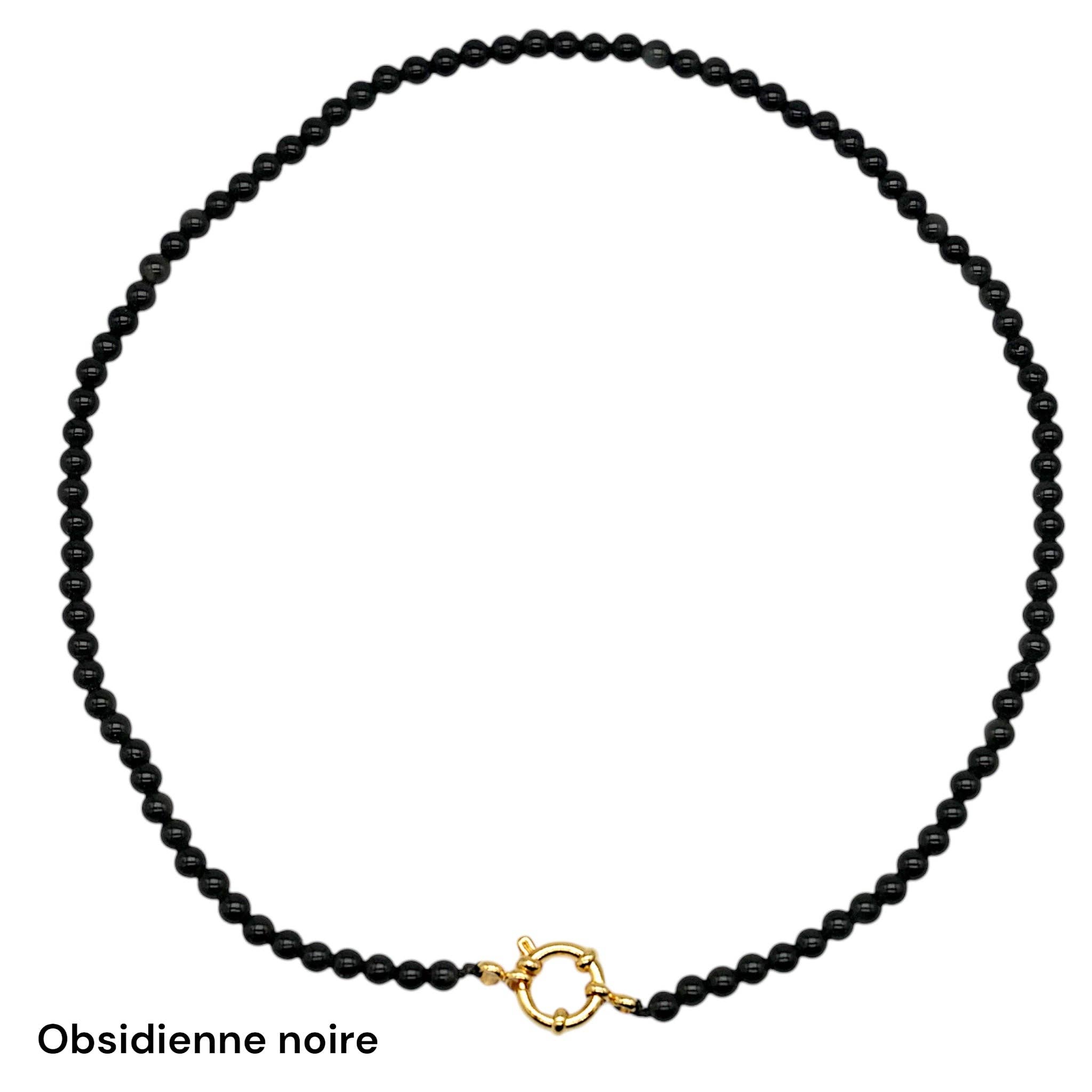 Foliesbijoux - Wholesale Beaded/Pearl Necklace - 43 cm 4 mm necklace with gold-plated stainless steel buoy clasp (20 stones available)17