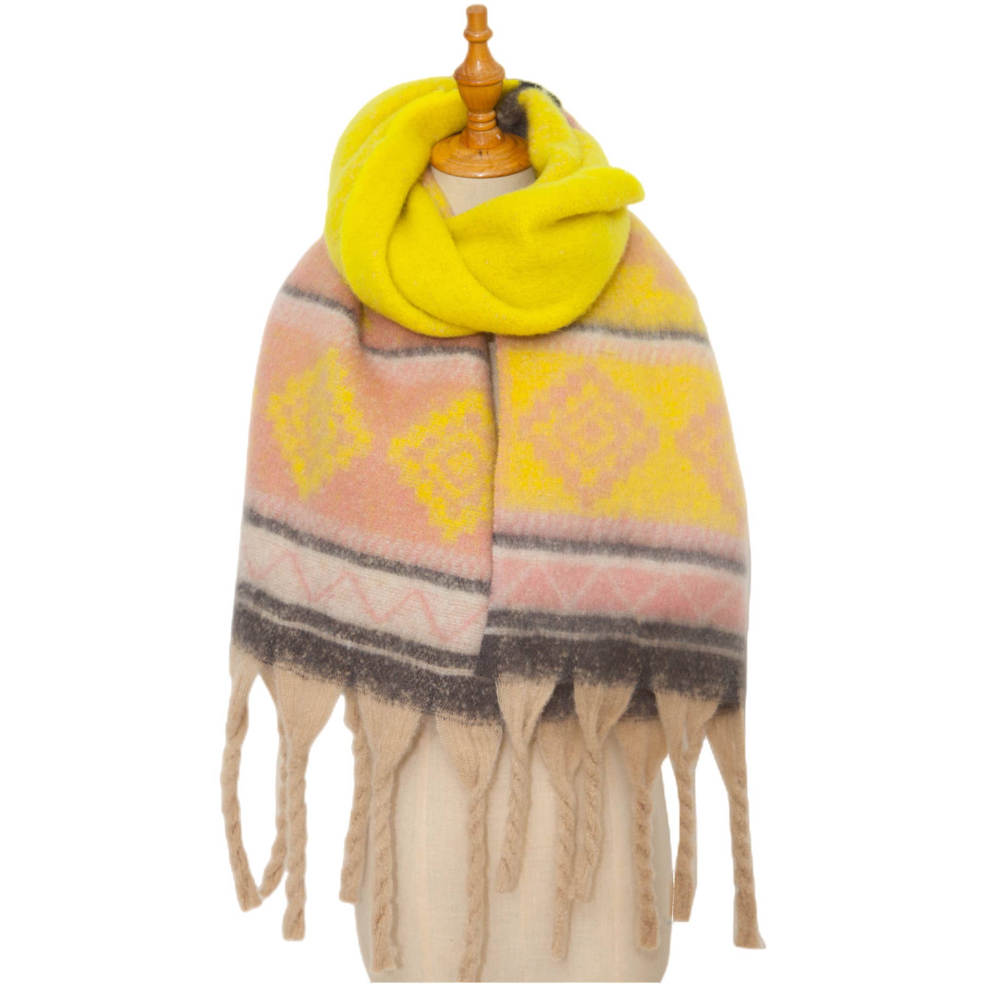 Adorro - Wholesale Scarf - Women's - Soft Chunky Western Fleece Scarf With Tassel (8 colors)9