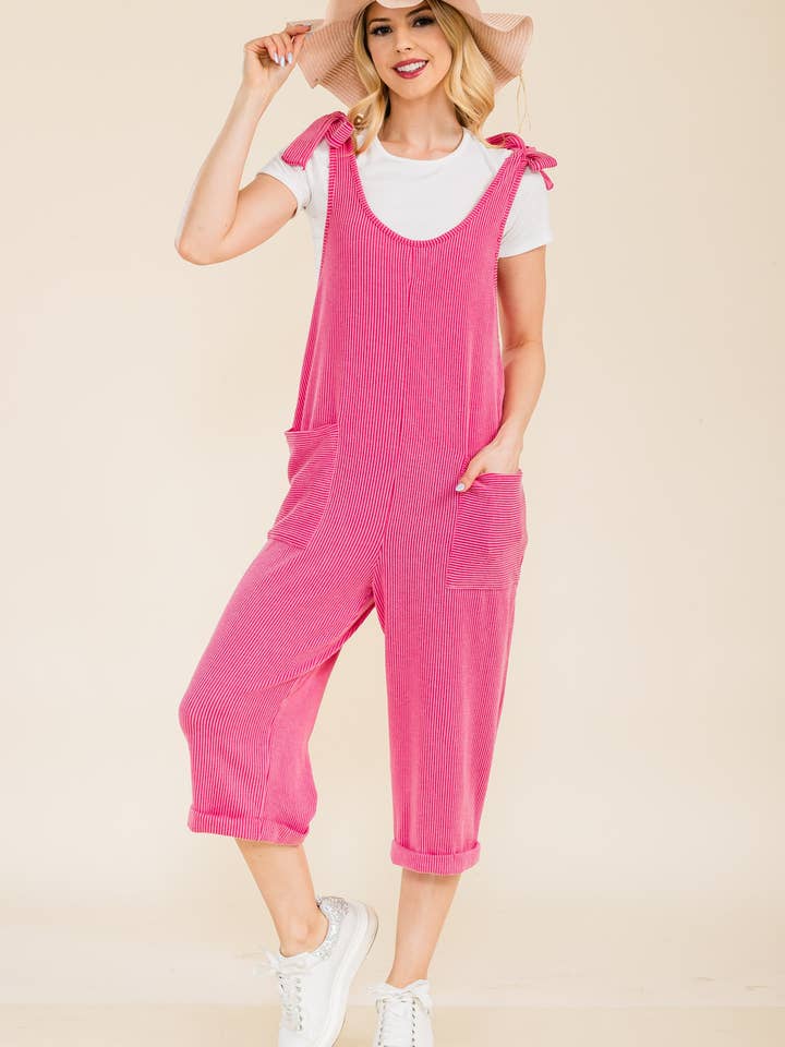 Celeste Clothing – Engroshandel Jumpsuit - Dame – CASUAL RIB CAPRI JUMPSUIT MED LOMMER -CP3387315