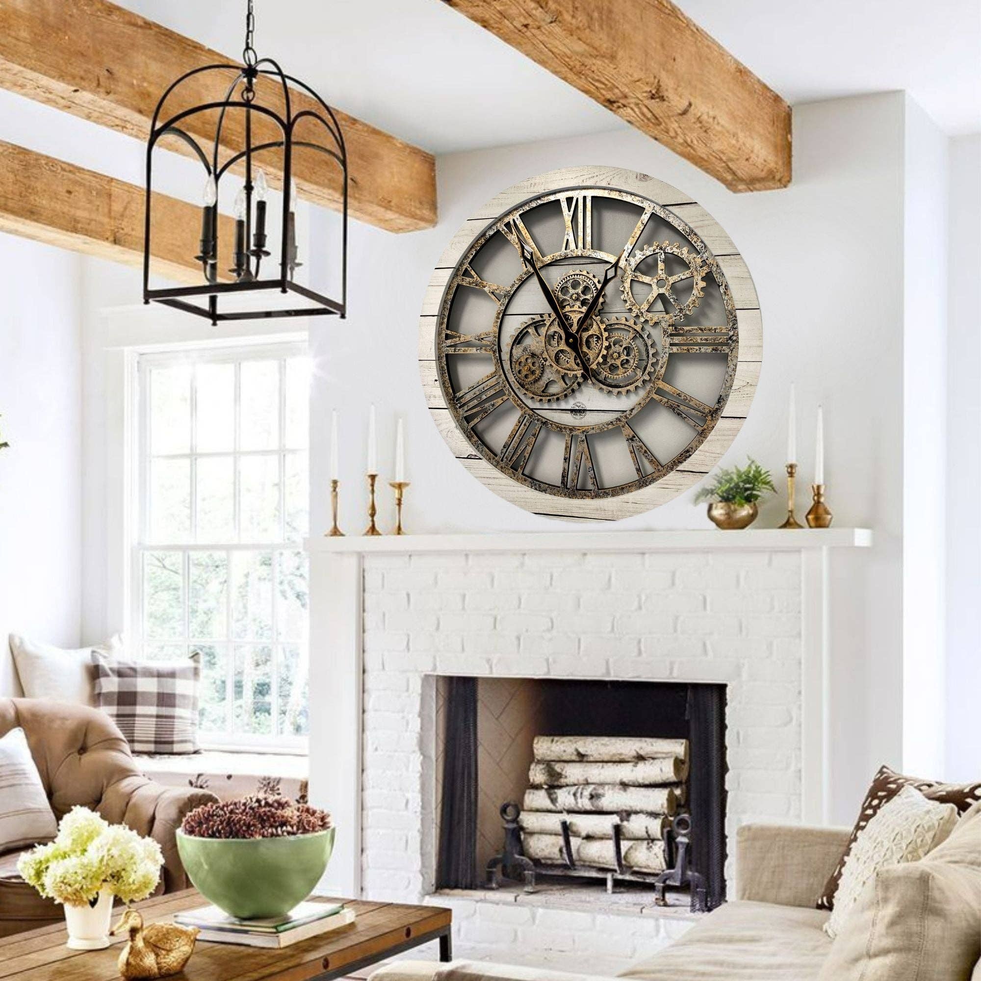 The Gears Clock - Wholesale Wall Clock - AMERICA LINE WALL CLOCK 24 INCH WHITE FARMHOUSE8