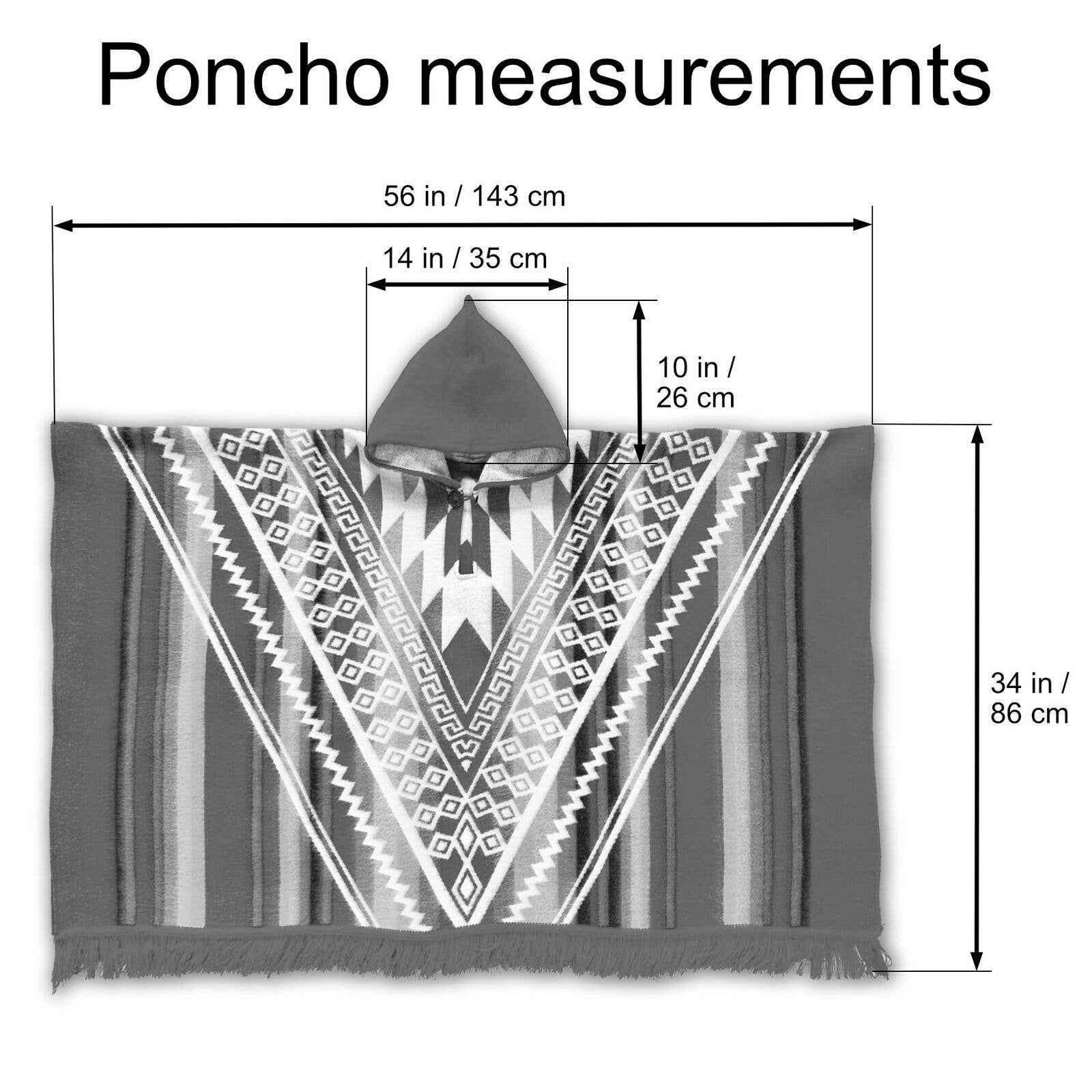 ECUALAMA – Engroshandel Poncho - Unisex – Alpaca uld Hætteklædte Unisex Poncho XXL - Aztec mønster - BRUN7