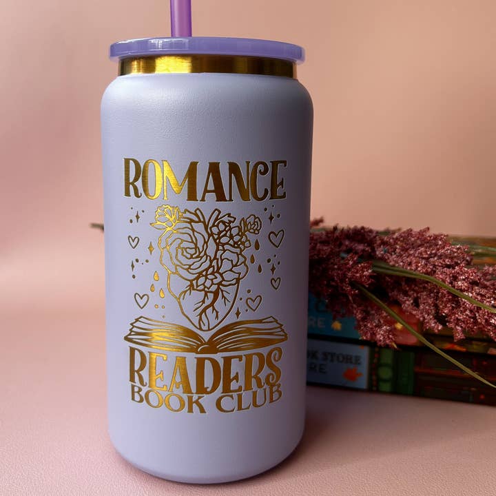 The Bookish Bird Co. - Wholesale Drinking Glass/Cup - Romance Readers Book Club Engraved 16oz Tumbler w/ Straw0