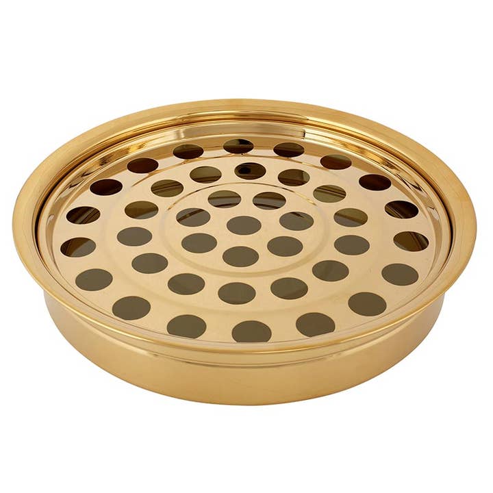 Christian Brands Church Supply - Wholesale Decorative Tray - Stkng Comm Tray-40 Holes-Brss
