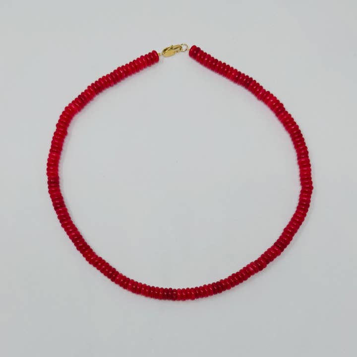 Jennifer Shon Jewelry - Wholesale Beaded/Pearl Necklace - Chunky RED Jade Beaded Necklace Bold Statement3