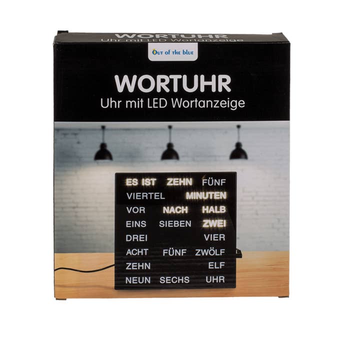 Out of the blue KG - Wholesale Desk Clock - Clock with German words1