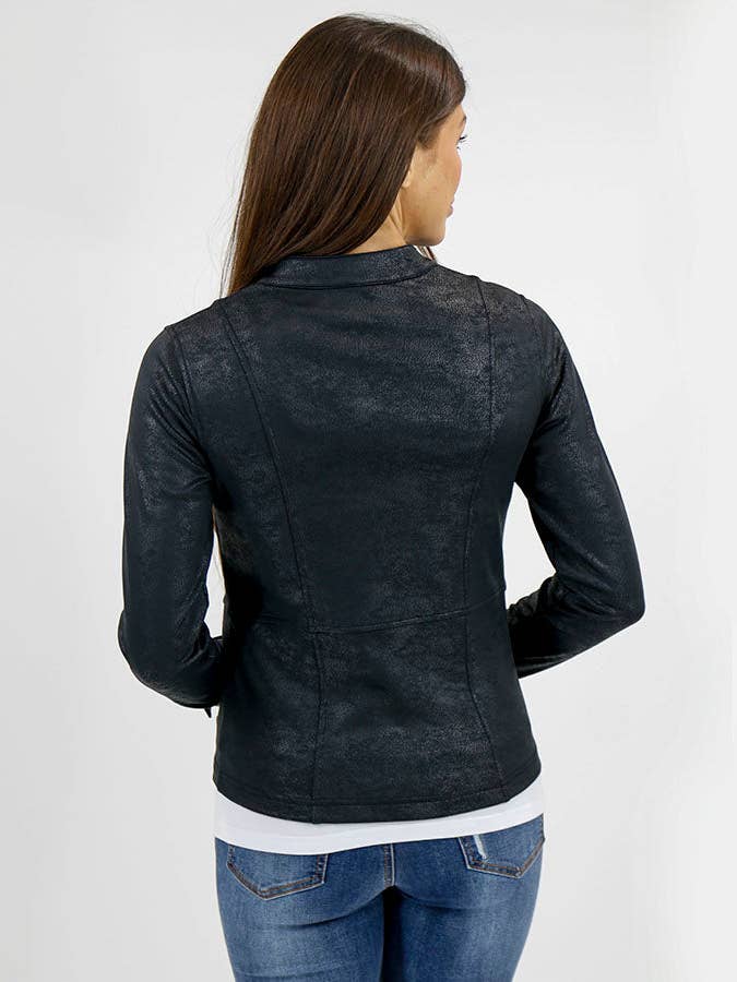 Leather Like Cafe Racer Jacket in Black for wholesale on Faire10